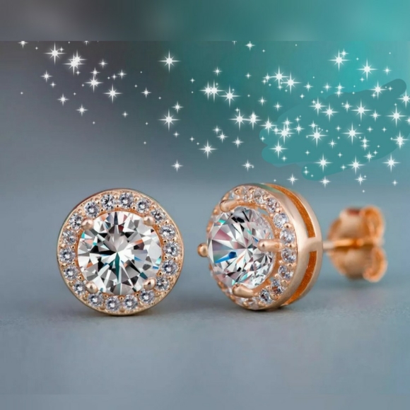 Stunning 18k gold filled CZ HALO earrings - Picture 2 of 4